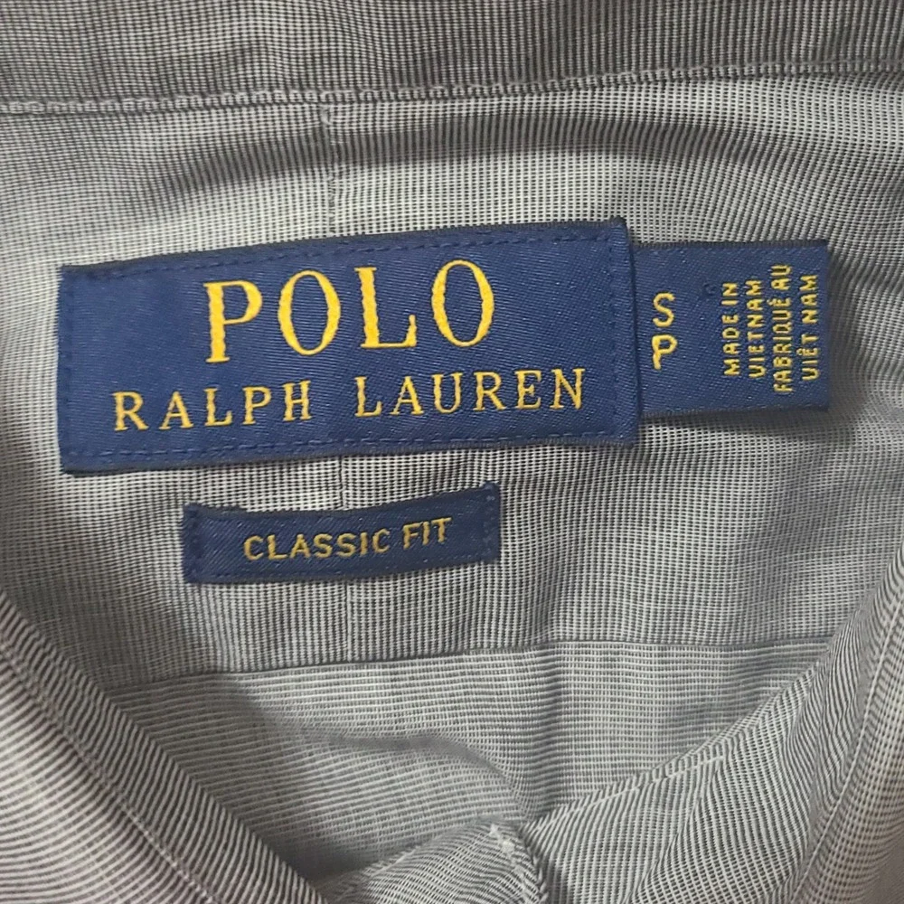 Polo Ralph Lauren Button Down Shirt Mens S Gray Classic Fit Cotton Long Sleeve